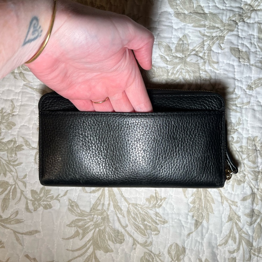 Kate Spade Continental Black Leather Zip Wallet, Classic Minimalist 90s - Picture 3 of 14